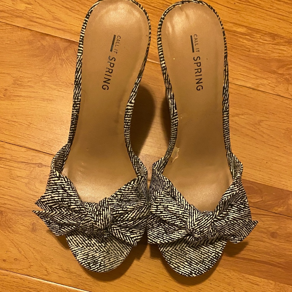 Call It Spring Black and White Patterned Heels